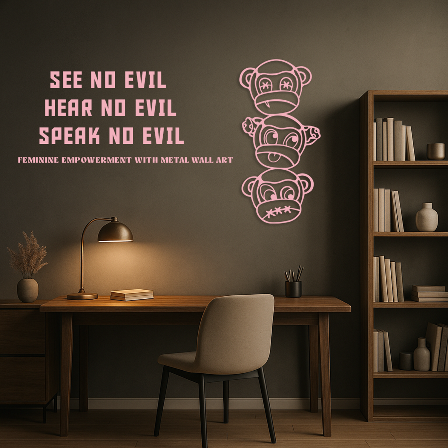SEE NO EVIL, HEAR NO EVIL, SPEAK NO EVIL: THE SYMBOL OF WISDOM AND FEMININE EMPOWERMENT WITH METAL WALL ART