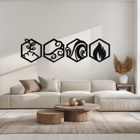 Four Elements Metal Wall Art - Modern Elemental Symbol Decor - KAF090