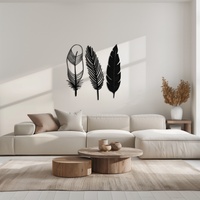 Geometric Feather Metal Wall Art - Modern Boho Steel Decor - KAF117