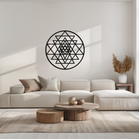 Geometric Sri Yantra Metal Wall Art - Sacred Geometry Steel Decor - KAF122