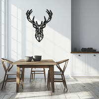 Geometric Deer Head Metal Wall Art - Modern Minimalist Steel Decor - KAF123