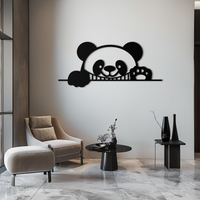 Geometric Panda Metal Wall Art - Playful Minimalist Steel Decor - KAF150
