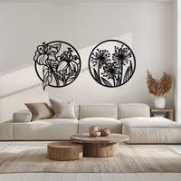 Floral Harmony Metal Wall Art – Elegant Botanical Steel Decor - KAF152