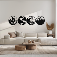 Four Elements Metal Wall Art - Fire, Air, Water, Earth Symbol Set - KAF156