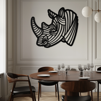Geometric Rhino Metal Wall Art - Modern Wildlife Decor- KAF164