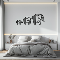 Geometric Elephant Family Metal Wall Art - Modern Minimalist Decor- KAF166
