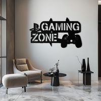 Gaming Zone Metal Wall Art - Gamer Room Decor- KAF169