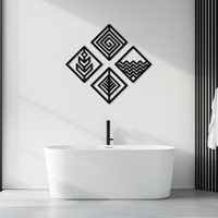 Four Elements Metal Wall Art - Modern Geometric Nature Decor- KAF173