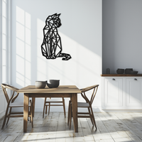 Geometric Cat Metal Wall Art - Modern Feline Home Decor- KAF176