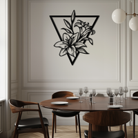 Geometric Lily Flower Metal Wall Art – Elegant Floral Design for Modern Decor - KAF196