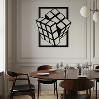 Geometric Rubik’s Cube Metal Wall Art – Modern Puzzle Enthusiast Decor - KAF197