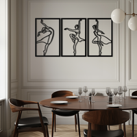 Elegant Ballerina Trio Metal Wall Art - Graceful Dance Silhouettes - KAF205