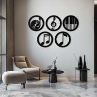 Music Notes & Instruments Wall Art - Modern Metal Music Decor- KAF257