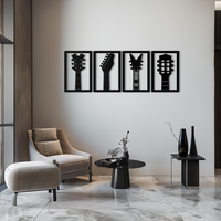 Guitar Headstock Metal Wall Art - 4-Piece Music Decor- KAF260