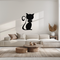 Cute Cat Metal Wall Art – Minimalist Feline Decor - KAF268