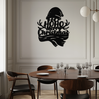 Ho Ho Ho Merry Christmas Metal Wall Art - Festive Reindeer Antlers Holiday Decor- KAF313