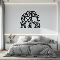 Elephant Family Metal Wall Art – Mom and Calves Silhouette Steel Decor for Nature and Animal Lovers- KAF337
