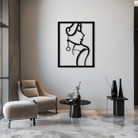 Elegant Female Silhouette Metal Wall Art – Graceful Lady Framed Steel Decor- KAF383
