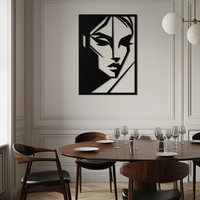Geometric Woman Silhouette Metal Wall Art – Abstract Female Line Art Decor- KAF386