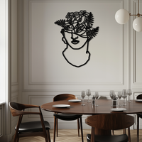 Floral Greek Statue Line Art – Modern Abstract Face Metal Wall Decor- KAF394