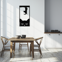 Cute Cat and Kitten Metal Wall Art – Playful Hanging Cat Silhouette Steel Decor for Pet Lovers and Home Interiors- KAF407
