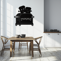 Cute Yummy Toast Metal Wall Art – Playful Kitchen Decor with Smiling Toast Characters on Toaster for Modern Home- KAF412