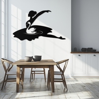Ballet Dancer with Swan Silhouette Metal Wall Art – Elegant Black Steel Decor for Ballet Studios, Bedrooms, and Living Spaces- KAF466