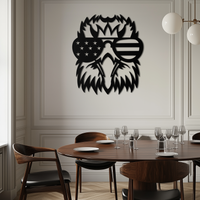 American Flag Eagle Silhouette Metal Wall Art – Patriotic Black Steel Home Decor- KAF496