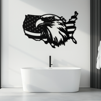 American Flag Eagle Silhouette Metal Wall Art – Patriotic USA Decor for Home & Office- KAF497