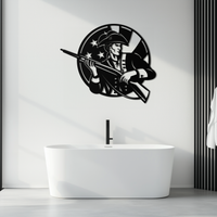 Patriotic Soldier Silhouette Metal Wall Art – Black Steel Military Home Decor- KAF508