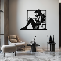 Elegant Woman Silhouette Metal Wall Art – Modern Black Feminine Home Decor- KAF511