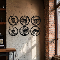 Cartoon Family Silhouette Metal Wall Art – Fun Black Modern Home Decor- KAF528