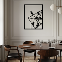 Geometric Birds Gathering Metal Wall Art – Modern Minimalist Black Wall Decor- KAF549