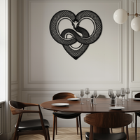 Snake Heart Metal Wall Art – Modern Black Snake Wall Decor for Home and Office- KAF555