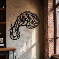 Geometric Elephant Head Metal Wall Art – Modern Animal Home Decor- KAF574