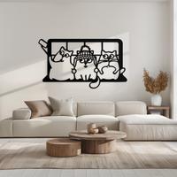 Cozy Window Cats Metal Wall Art – Cute Cartoon Trio Design for Pet Lovers- KAF582