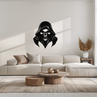 Grim Reaper Hooded Skull Metal Wall Art – Dark Gothic Horror Silhouette Design- KAF637