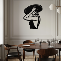 Elegant Woman with Hat Metal Wall Art – Fashion-Inspired Silhouette Décor- KAF651