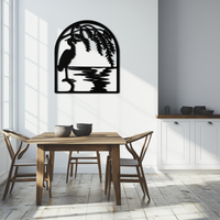 Flamingo Lake Scene Metal Wall Art – Tranquil Nature-Inspired Silhouette for Home Decor- KAF686