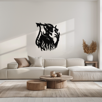 Flame Demon Silhouette Metal Wall Art – Fiery Devil Design for Bold Interiors- KAF690