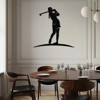 Female Golfer Metal Wall Art – Elegant Sports Silhouette for Modern Spaces- KAF698