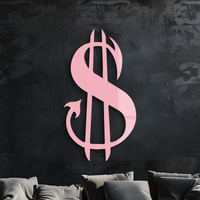 Pink Devil Dollar Symbol Metal Wall Art – Bold Statement Decor - KAFGP001