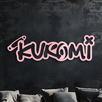 Pink Kuromi Metal Wall Art – Playful Character Typography Decor - KAFGP012