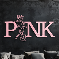 Pink Panther Metal Wall Art – Iconic Character with PINK Typography - KAFGP013