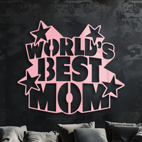 Pink World’s Best Mom Metal Wall Art – Star Design Mother’s Day Gift - KAFGP015