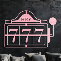 Pink 777 Metal Wall Art – Lucky Casino & Manifest Angel Number Decor - KAFGP017