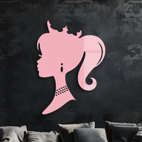 Pink Barbie Silhouette Metal Wall Art – Crowned Princess Profile Decor - KAFGP021