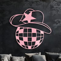 Disco Cowboy Hat Metal Wall Art – Retro Country Party Decor - KAFGP026