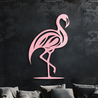 Flamingo Silhouette Metal Wall Art – Elegant Bird Design - KAFGP031