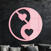 Yin Yang Heart Symbol Metal Wall Art – Modern Love Balance Decor - KAFGP075